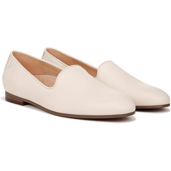 Vionic Sz 8.5 Cream Tumbled Leather Willa II Slip On Flat Loafers Casual BR25-11 - Picture 1 of 6